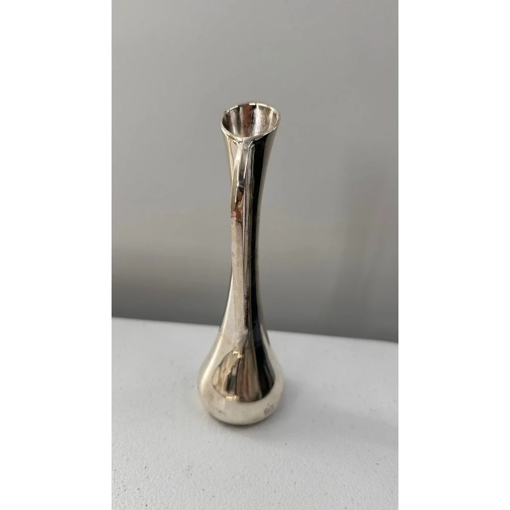 Vintage Bud Vase Pitcher Set Silver Gold Tone Mid Century Modern Farmhouse Decor